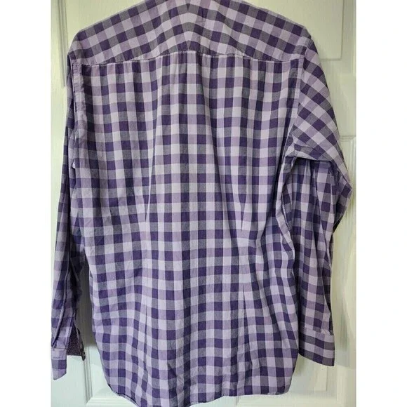 TED BAKER Endurance Men’s Flip Cuff Shirt Plaid Purple Sz 16 34/35 US Sz L NWOT - Picture 6 of 6